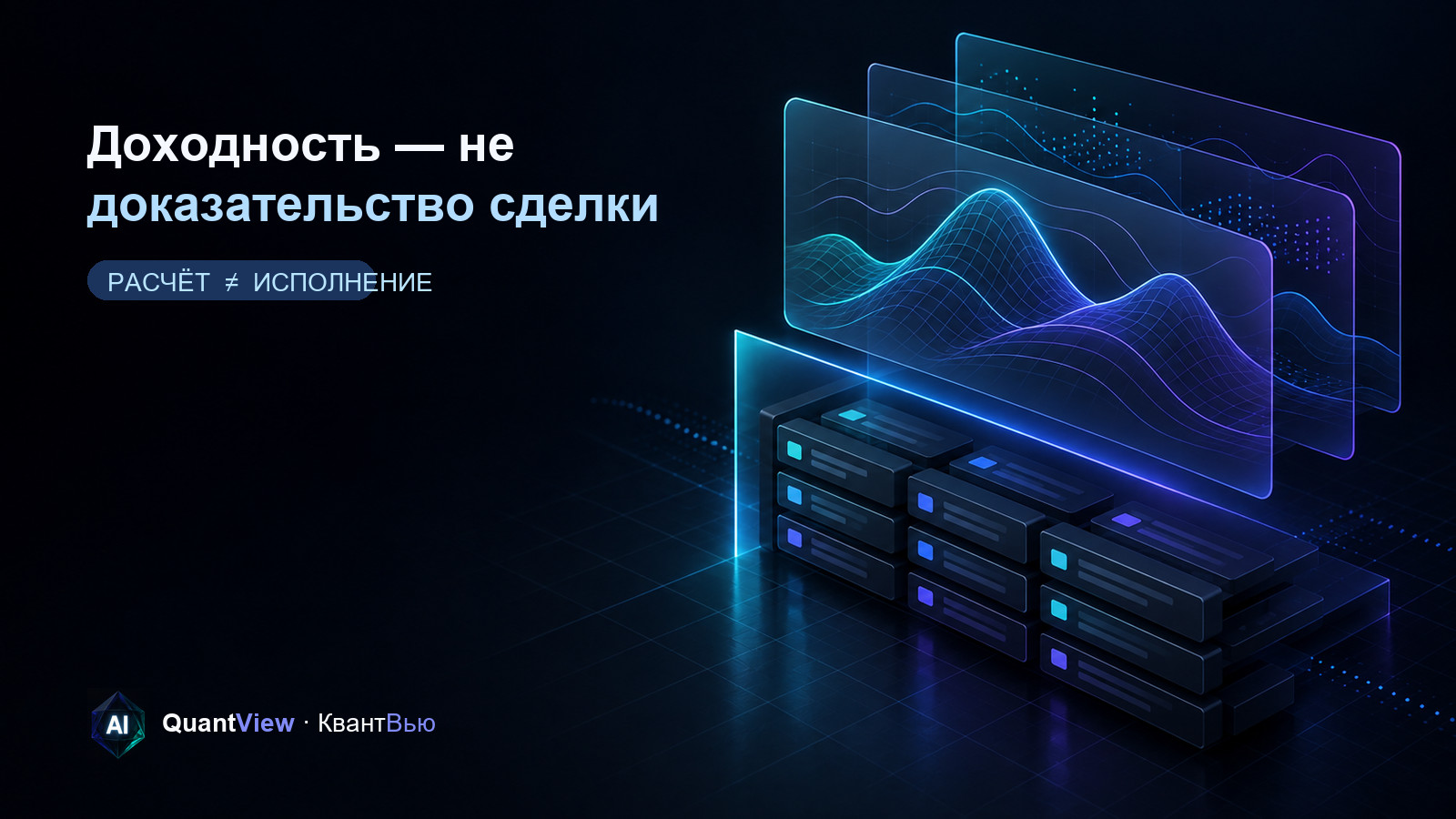Тёмная объёмная сцена с расчётным слоем, журналом исполнения и разделяющей их световой плоскостью