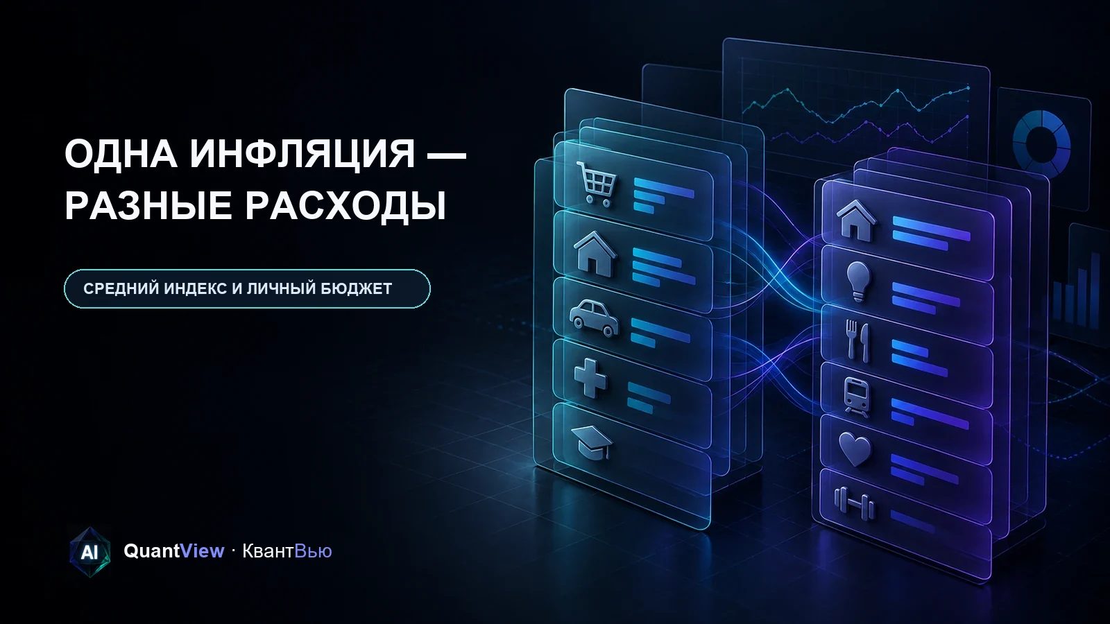 Две полупрозрачные группы категорий расходов на тёмной аналитической панели
